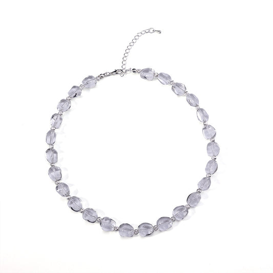 Crystal Bead Heart Pendant Necklace – Clear