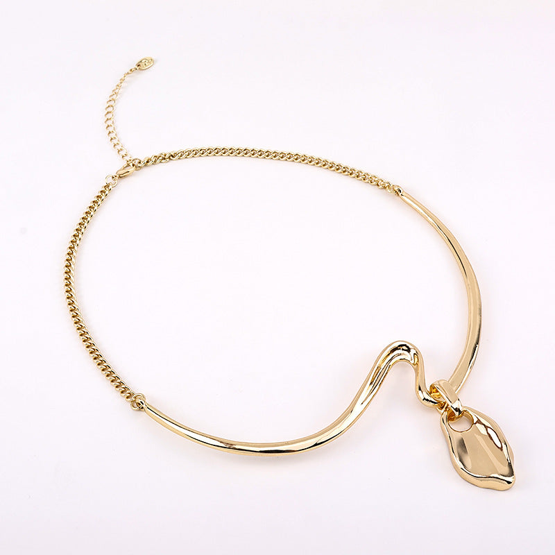 Geometric Pendant Collar Necklace – Gold/Silver