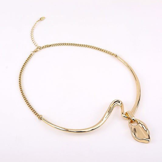 Geometric Pendant Collar Necklace – Gold/Silver