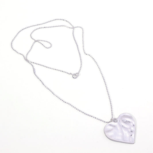Wrinkled Heart Pendant Necklace – Silver